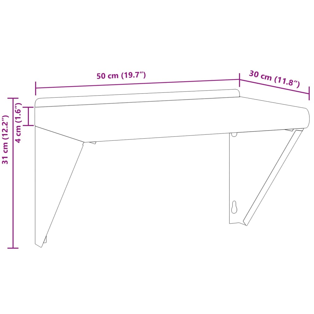 Wall Shelf 50x30x31 cm Silver Stainless Steel