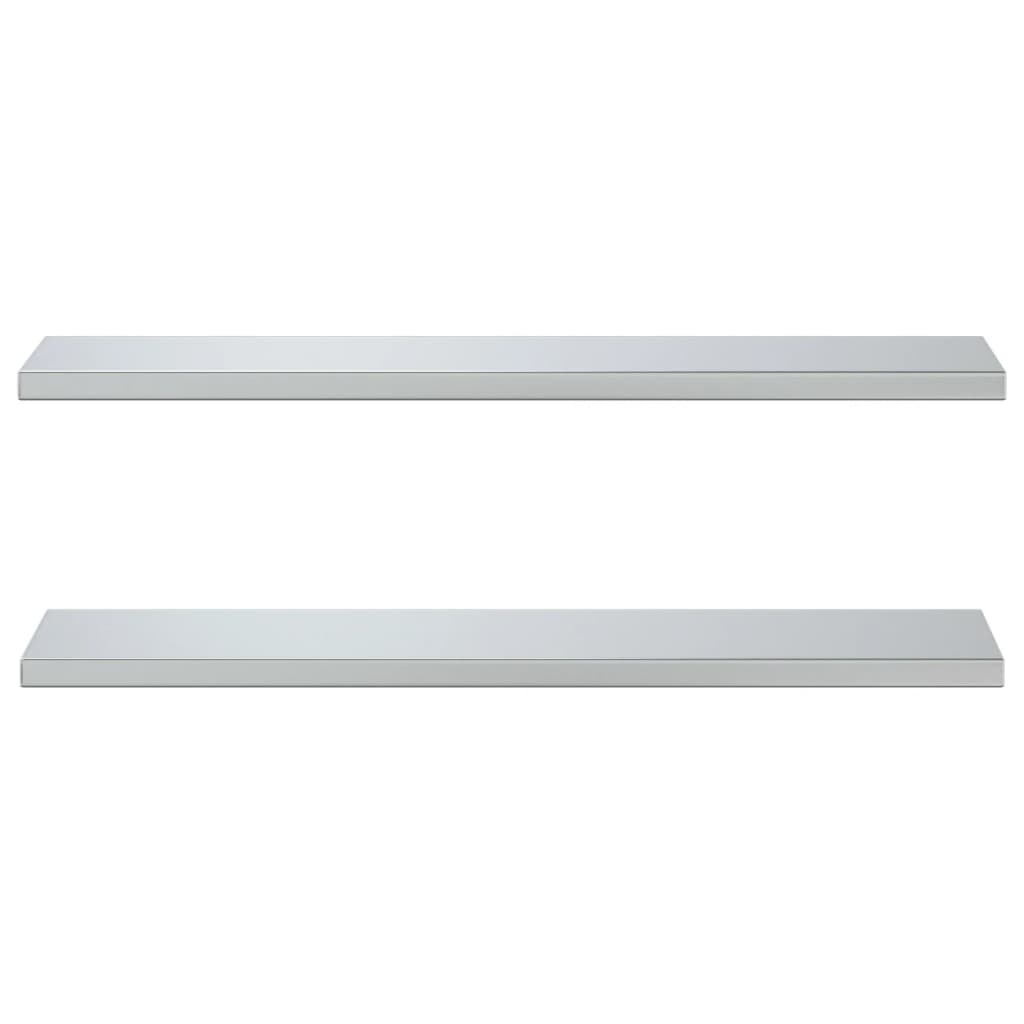 Wall Shelves 2 pcs 100x23.5x3 cm Silver Stainless Steel