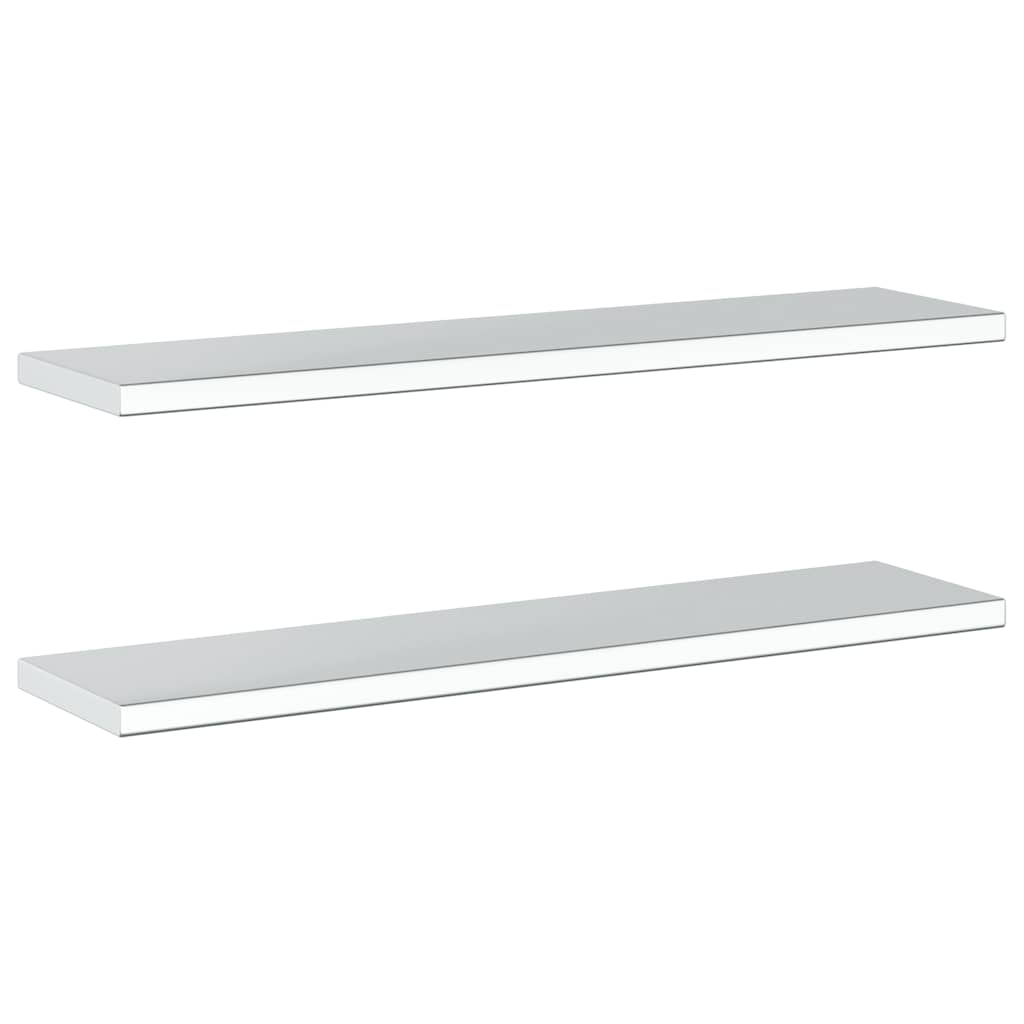 Wall Shelves 2 pcs 100x23.5x3 cm Silver Stainless Steel