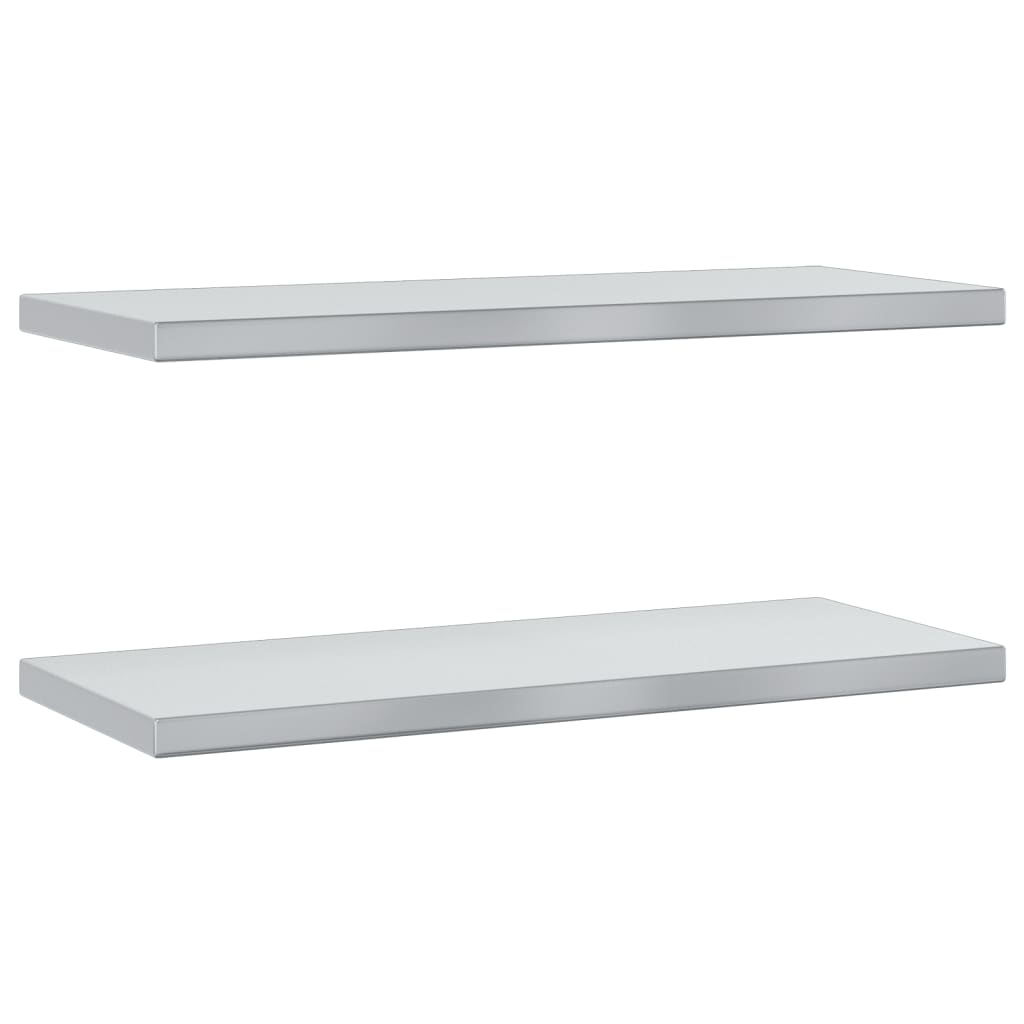 Wall Shelves 2 pcs 75x30x3 cm Silver Stainless Steel