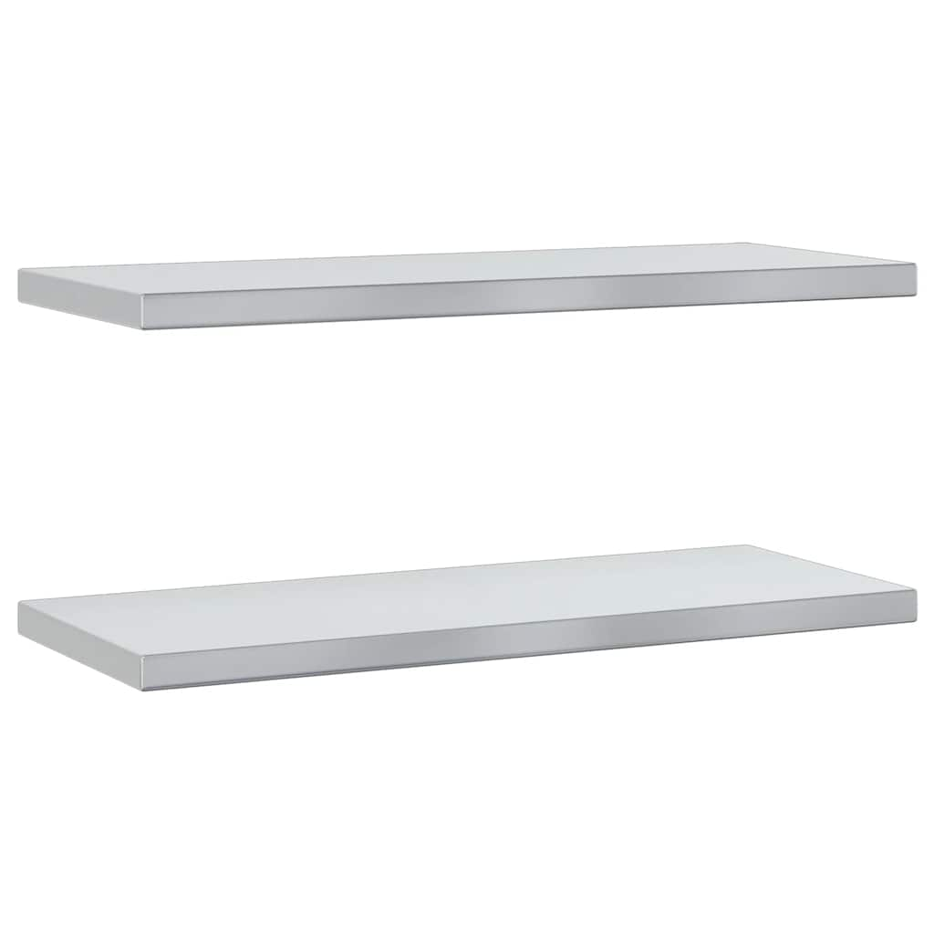 Wall Shelves 2 pcs 75x30x3 cm Silver Stainless Steel