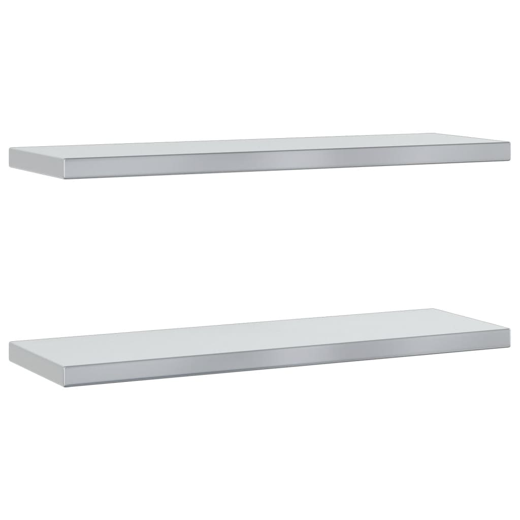 Wall Shelves 2 pcs 75x23.5x3 cm Silver Stainless Steel