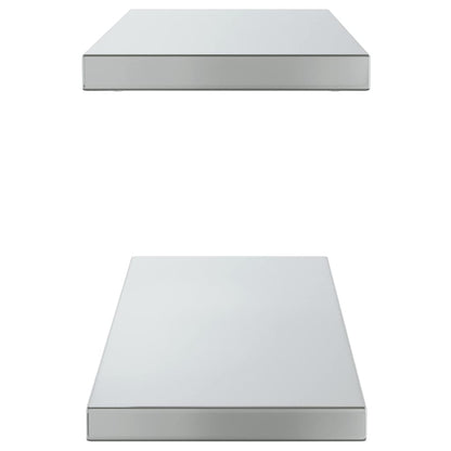 Wall Shelves 2 pcs 75x23.5x3 cm Silver Stainless Steel