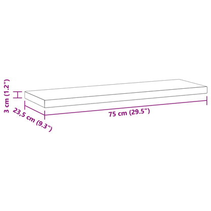 Wall Shelves 2 pcs 75x23.5x3 cm Silver Stainless Steel