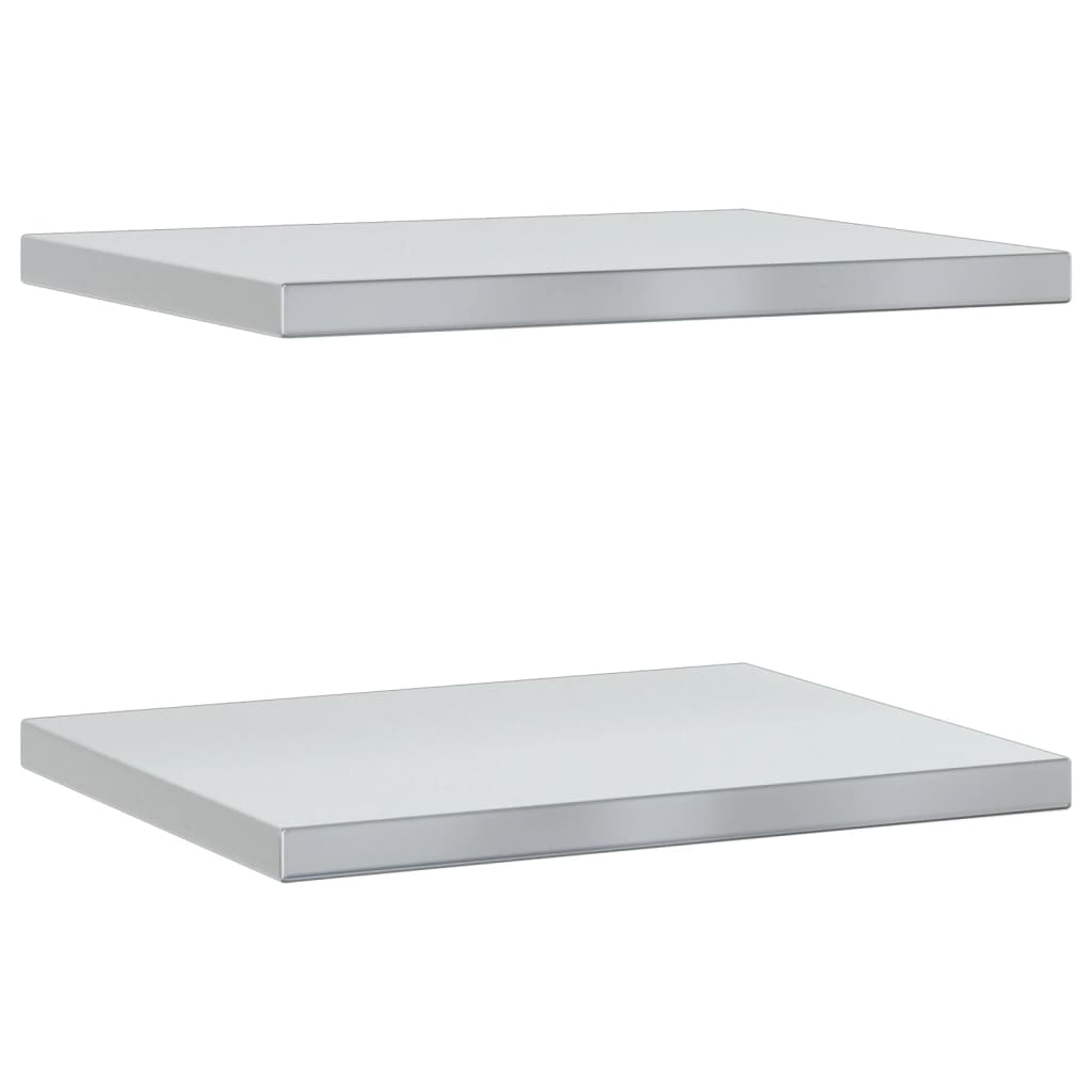 Wall Shelves 2 pcs 50x40x3 cm Silver Stainless Steel