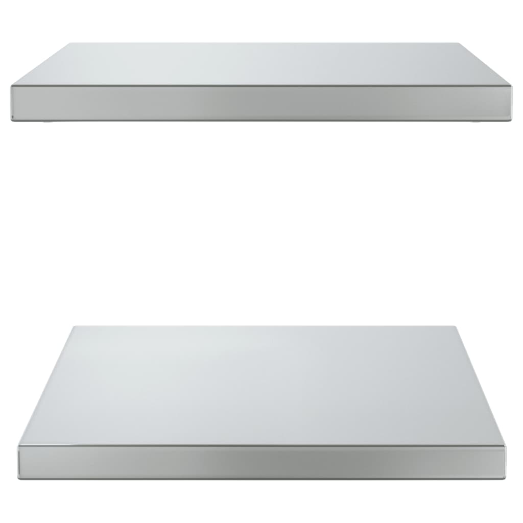 Wall Shelves 2 pcs 50x40x3 cm Silver Stainless Steel