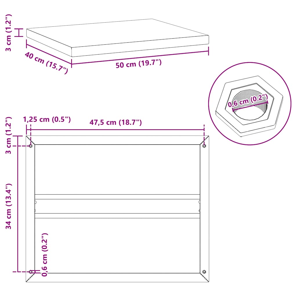 Wall Shelves 2 pcs 50x40x3 cm Silver Stainless Steel