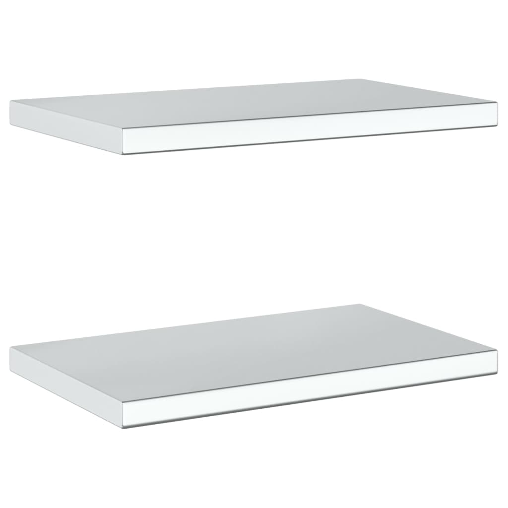 Wall Shelves 2 pcs 50x30x3 cm Silver Stainless Steel