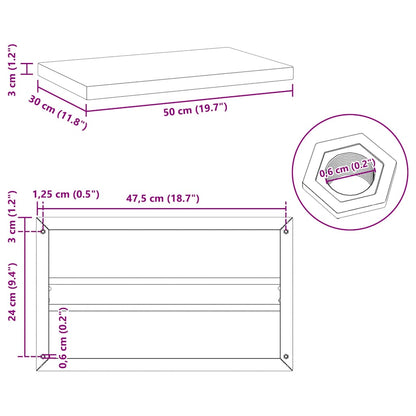 Wall Shelves 2 pcs 50x30x3 cm Silver Stainless Steel