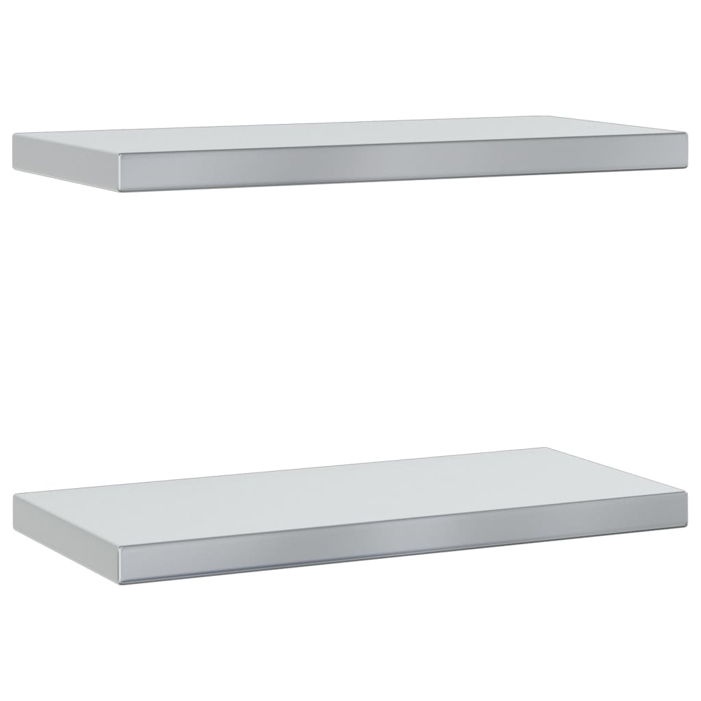 Wall Shelves 2 pcs 50x23.5x3 cm Silver Stainless Steel