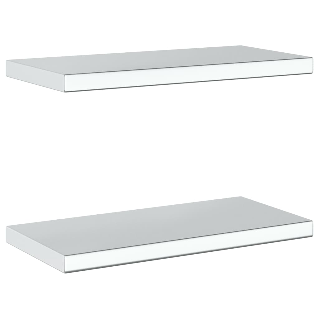 Wall Shelves 2 pcs 50x23.5x3 cm Silver Stainless Steel