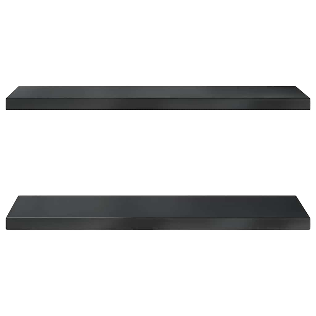 Wall Shelves 2 pcs 100x30x3 cm Black Stainless Steel