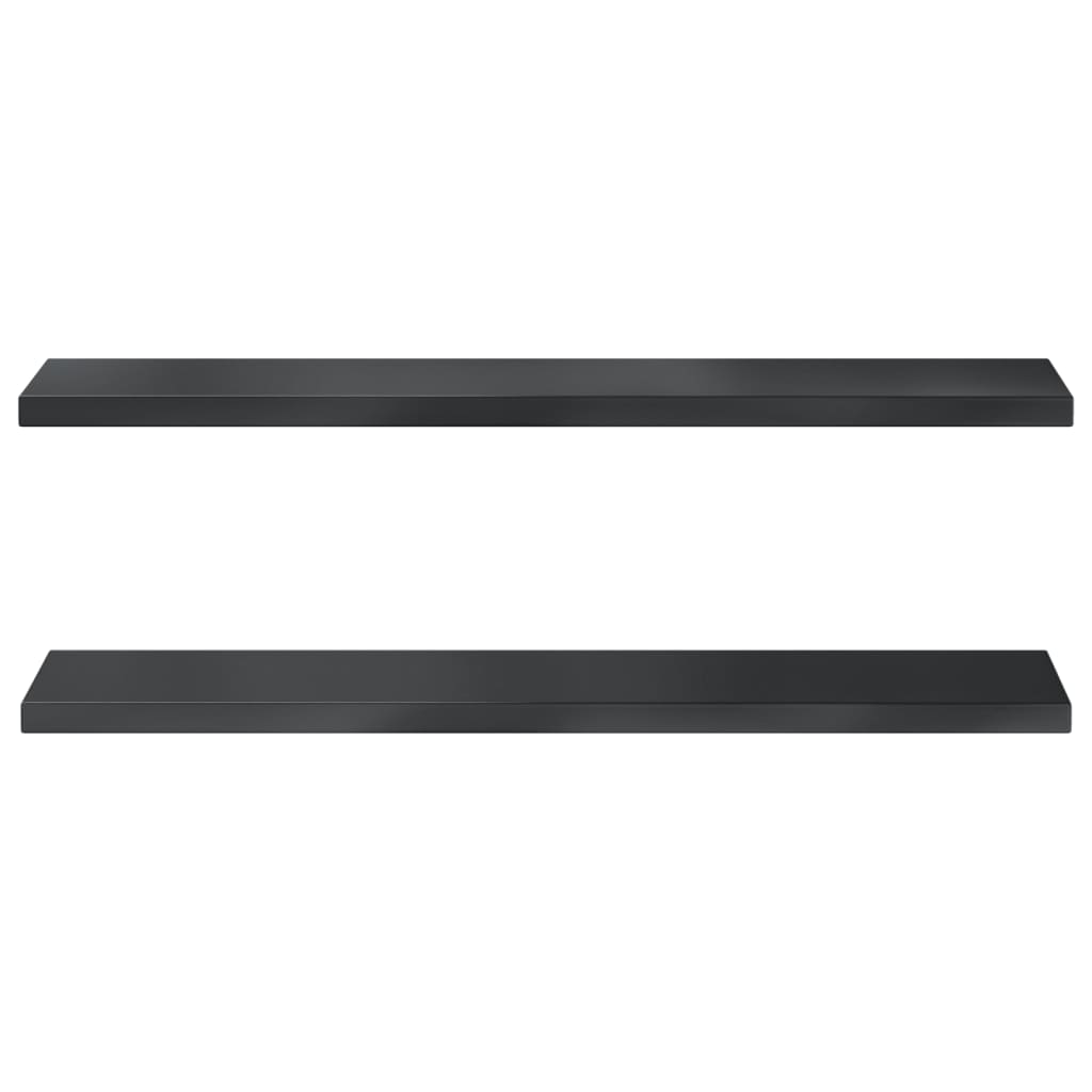 Wall Shelves 2 pcs 100x23.5x3 cm Black Stainless Steel