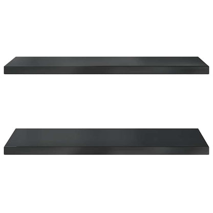 Wall Shelves 2 pcs 75x40x3 cm Black Stainless Steel