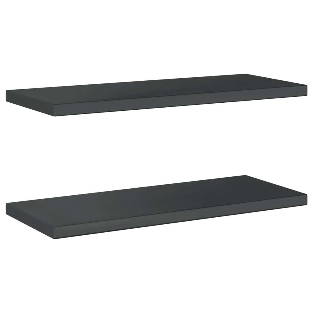 Wall Shelves 2 pcs 75x30x3 cm Black Stainless Steel