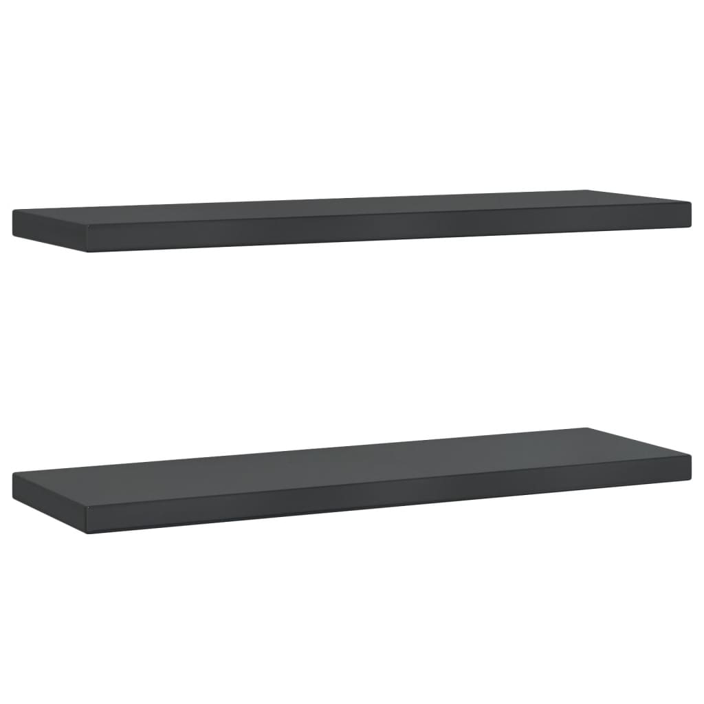 Wall Shelves 2 pcs 75x23.5x3 cm Black Stainless Steel