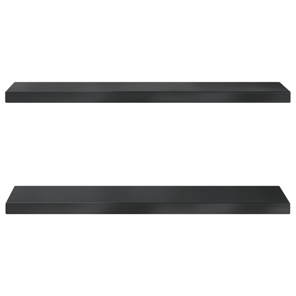 Wall Shelves 2 pcs 75x23.5x3 cm Black Stainless Steel