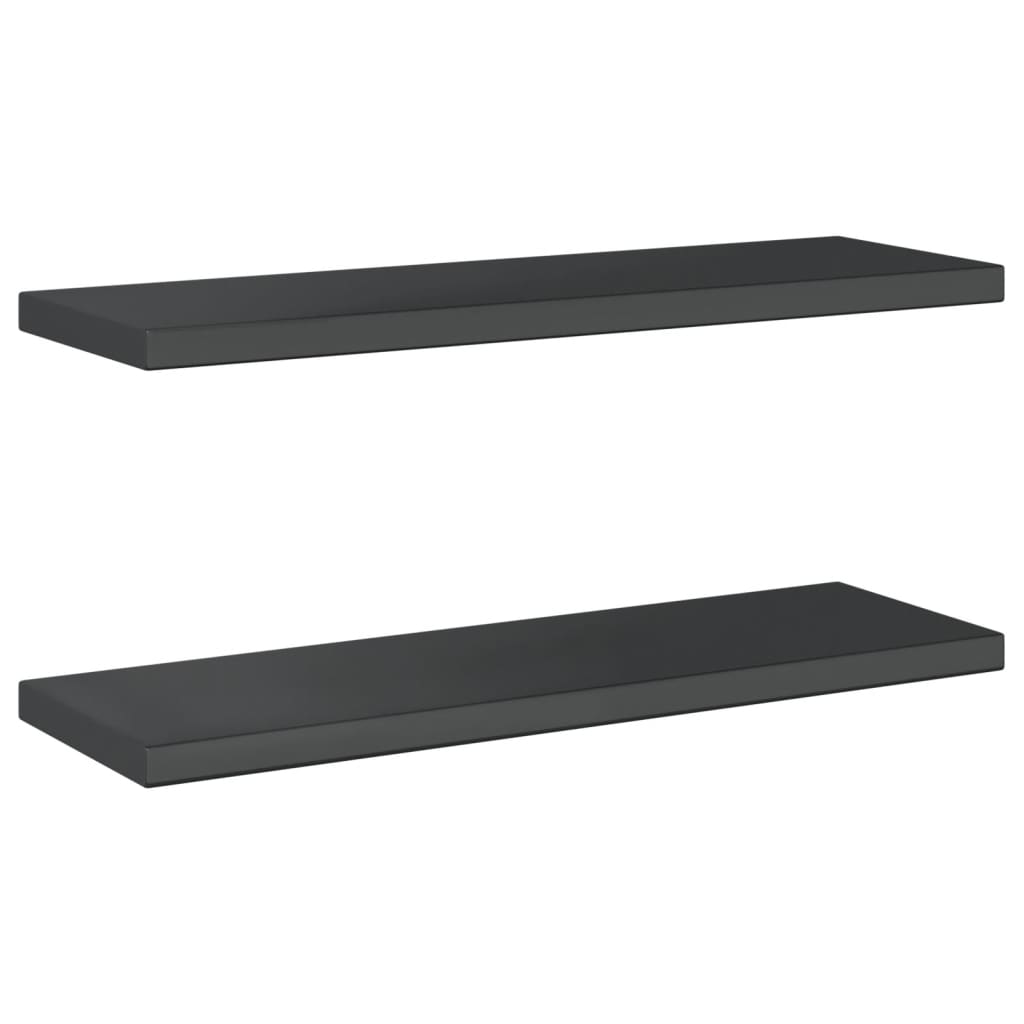 Wall Shelves 2 pcs 75x23.5x3 cm Black Stainless Steel