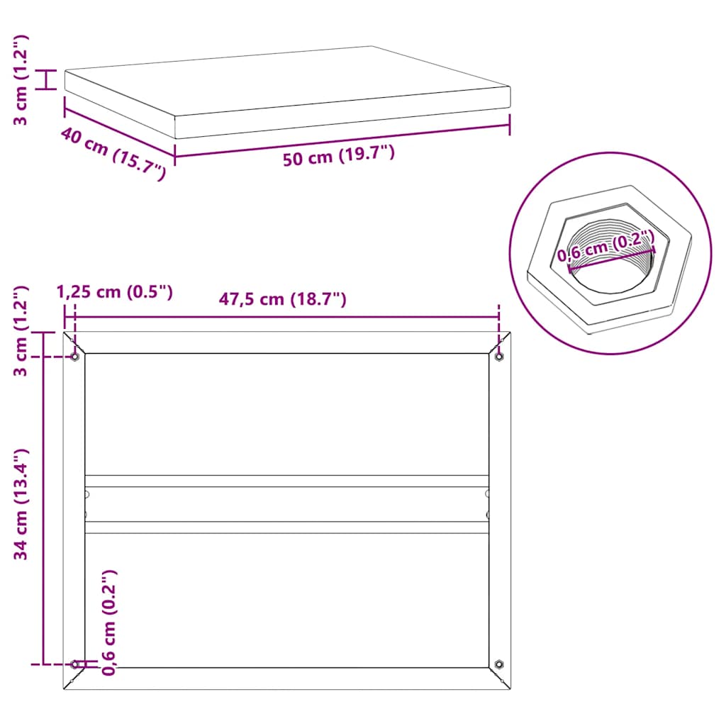 Wall Shelves 2 pcs 50x40x3 cm Black Stainless Steel