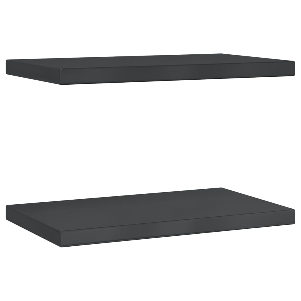 Wall Shelves 2 pcs 50x30x3 cm Black Stainless Steel