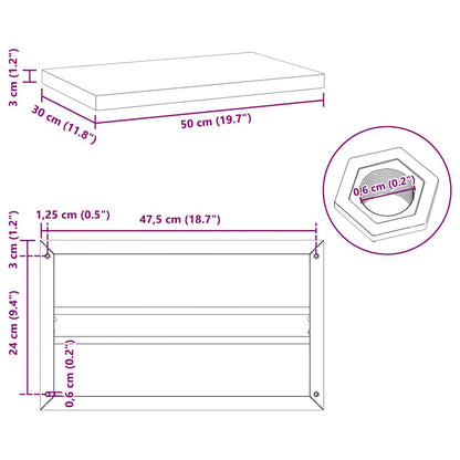 Wall Shelves 2 pcs 50x30x3 cm Black Stainless Steel