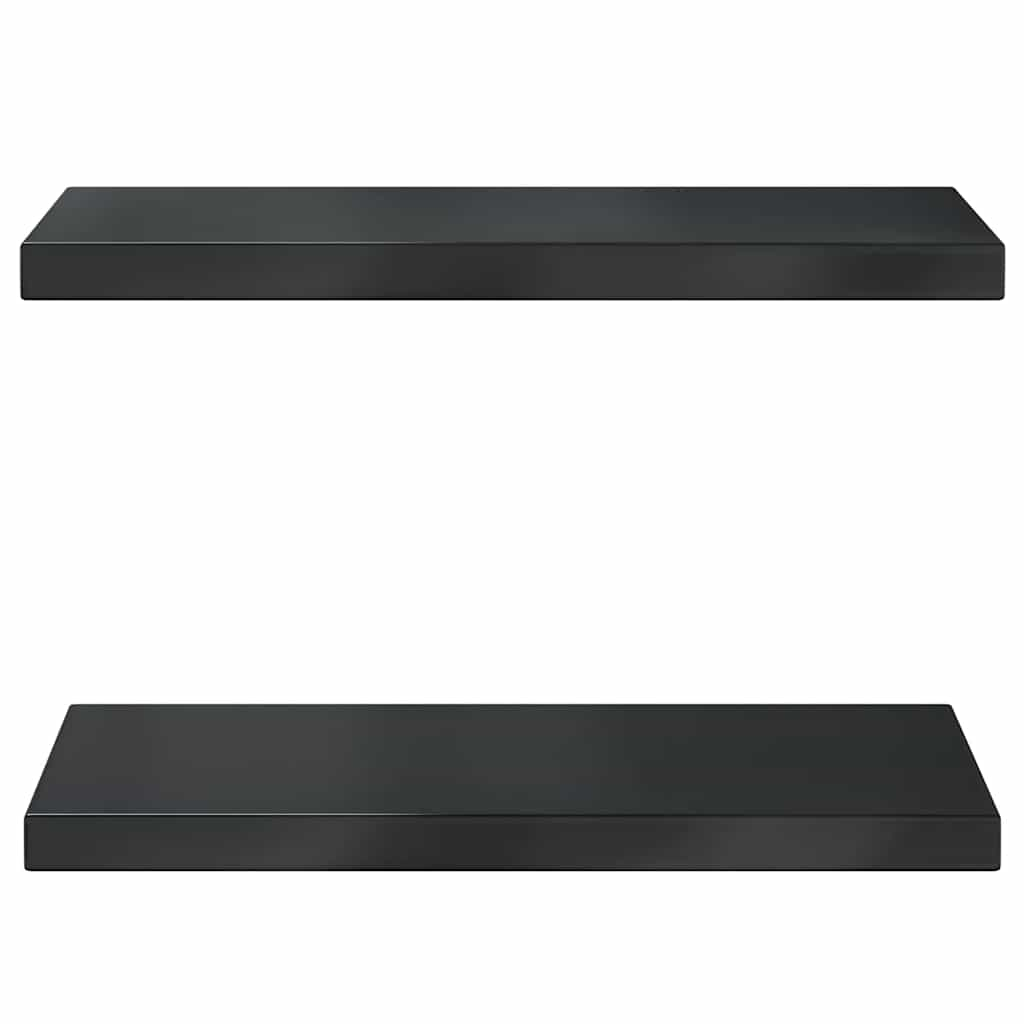 Wall Shelves 2 pcs 50x23.5x3 cm Black Stainless Steel