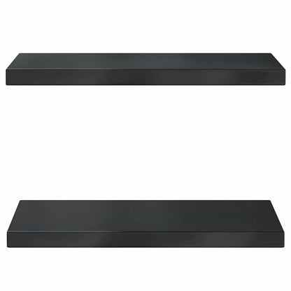 Wall Shelves 2 pcs 50x23.5x3 cm Black Stainless Steel