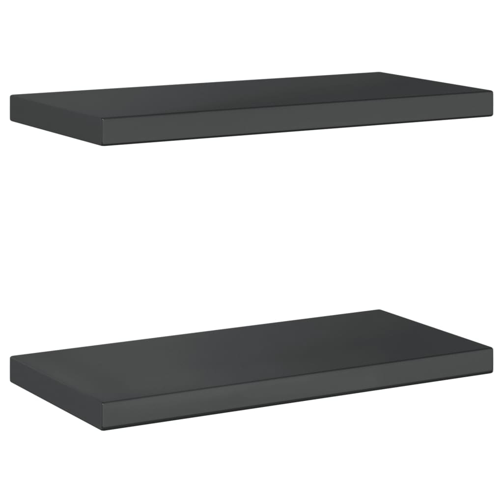 Wall Shelves 2 pcs 50x23.5x3 cm Black Stainless Steel