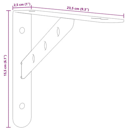 Shelf Brackets 4 pcs 23.5x2.5x15.5 cm Silver Stainless Steel