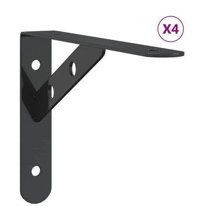 Shelf Brackets 4 pcs 20x2.5x14 cm Black Stainless Steel