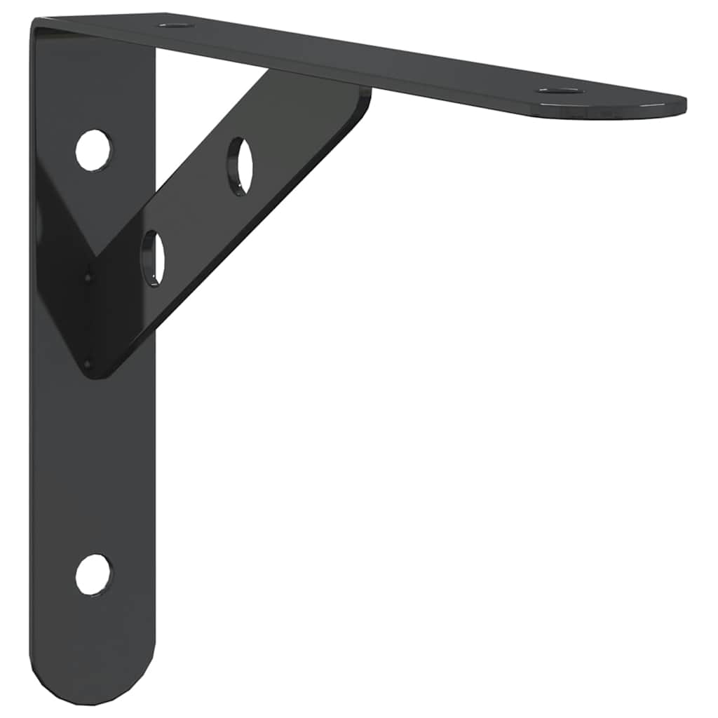 Shelf Brackets 4 pcs 20x2.5x14 cm Black Stainless Steel