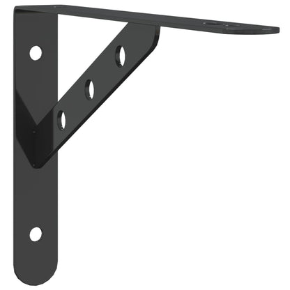 Shelf Brackets 4 pcs 23.5x2.5x15.5 cm Black Stainless Steel