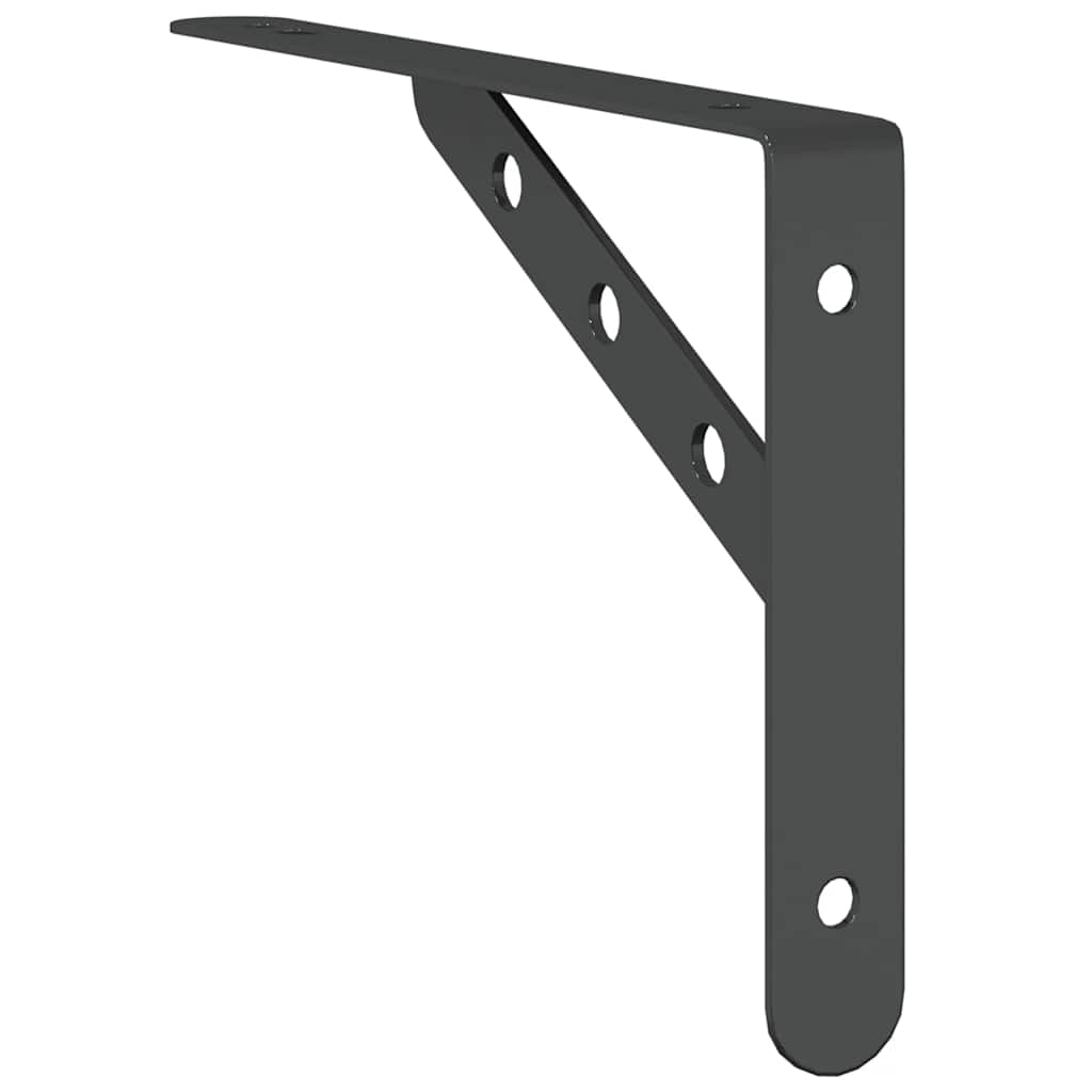 Shelf Brackets 4 pcs 23.5x2.5x15.5 cm Black Stainless Steel