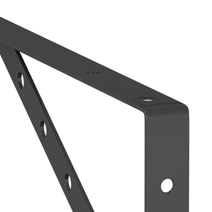 Shelf Brackets 4 pcs 23.5x2.5x15.5 cm Black Stainless Steel