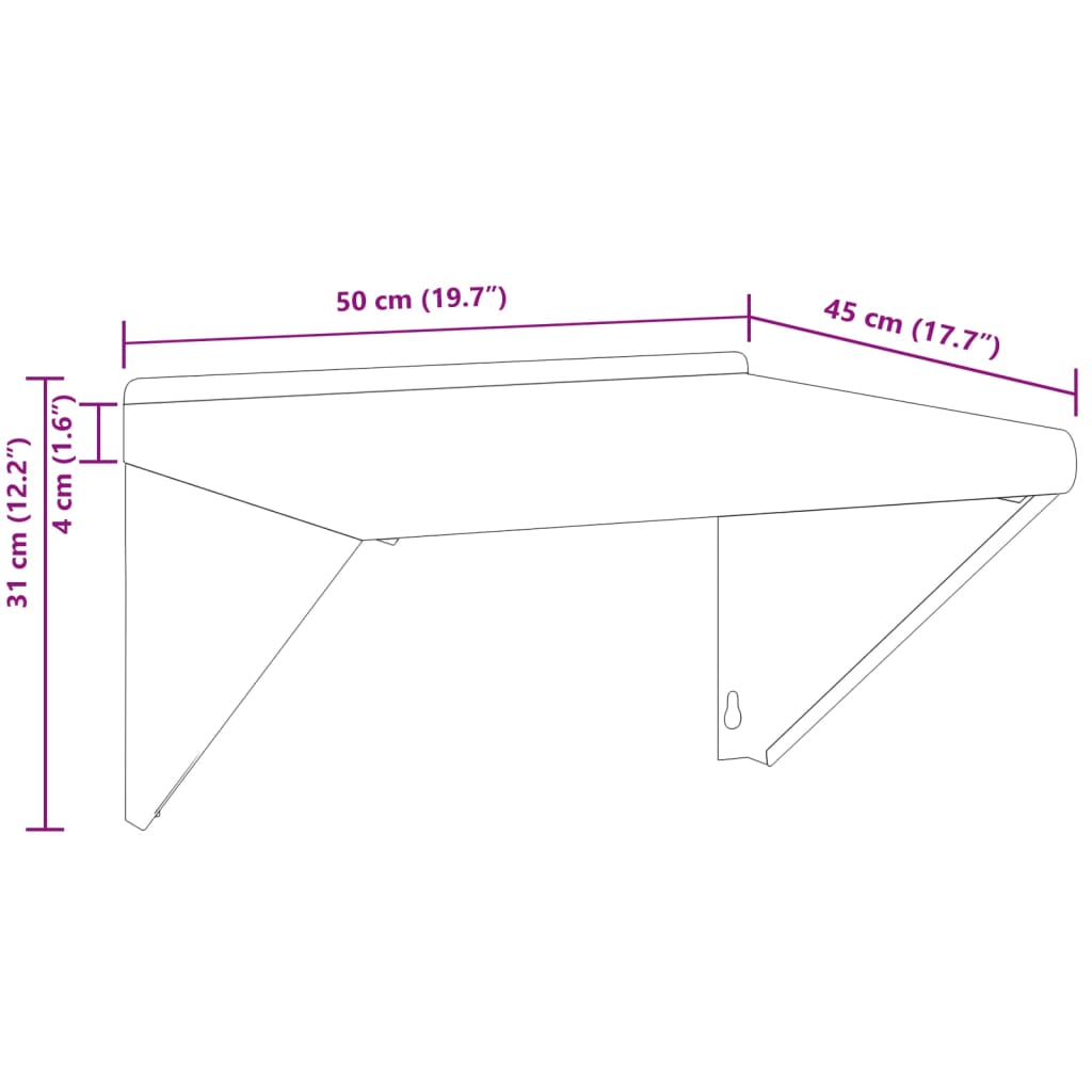 Shelf Brackets 4 pcs 23.5x2.5x15.5 cm Black Stainless Steel