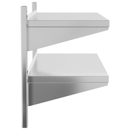 2-Tier Wall Shelf 100x40x60 cm Silver Stainless Steel