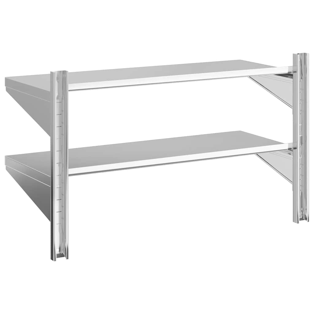 2-Tier Wall Shelf 100x40x60 cm Silver Stainless Steel