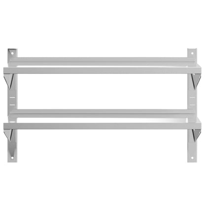 2-Tier Wall Shelf 100x30x60 cm Silver Stainless Steel