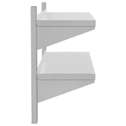 2-Tier Wall Shelf 100x30x60 cm Silver Stainless Steel