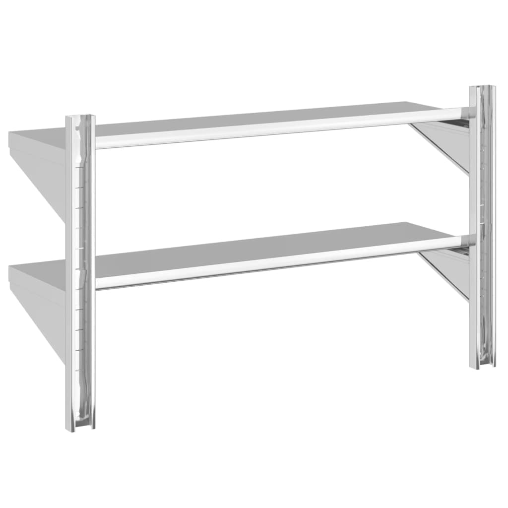 2-Tier Wall Shelf 100x30x60 cm Silver Stainless Steel