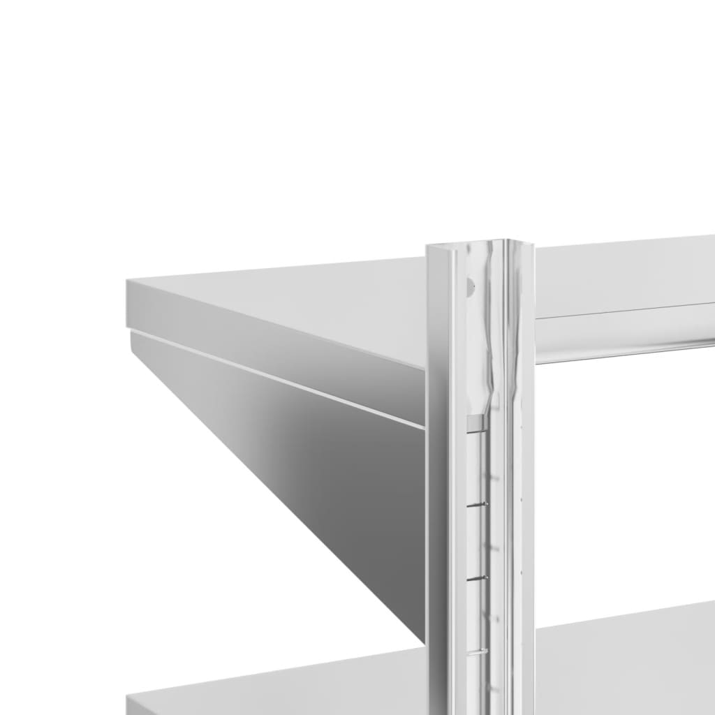 2-Tier Wall Shelf 100x30x60 cm Silver Stainless Steel