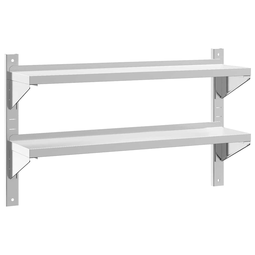 2-Tier Wall Shelf 100x23.5x60 cm Silver Stainless Steel