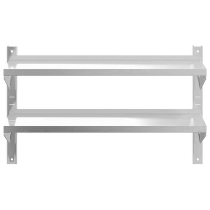 2-Tier Wall Shelf 100x23.5x60 cm Silver Stainless Steel