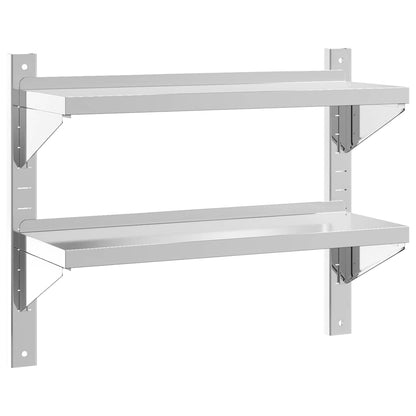 2-Tier Wall Shelf 75x23.5x60 cm Silver Stainless Steel