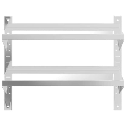 2-Tier Wall Shelf 75x23.5x60 cm Silver Stainless Steel