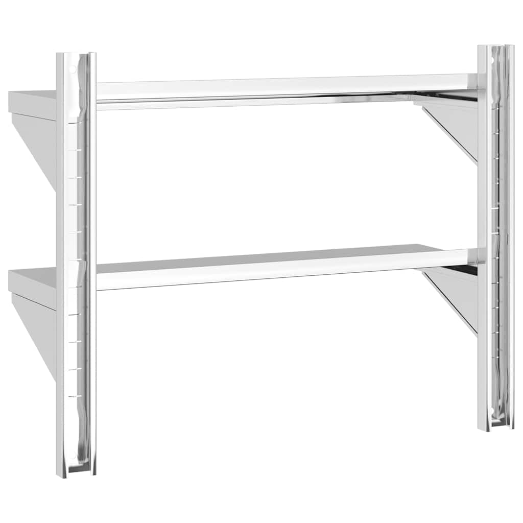 2-Tier Wall Shelf 75x23.5x60 cm Silver Stainless Steel