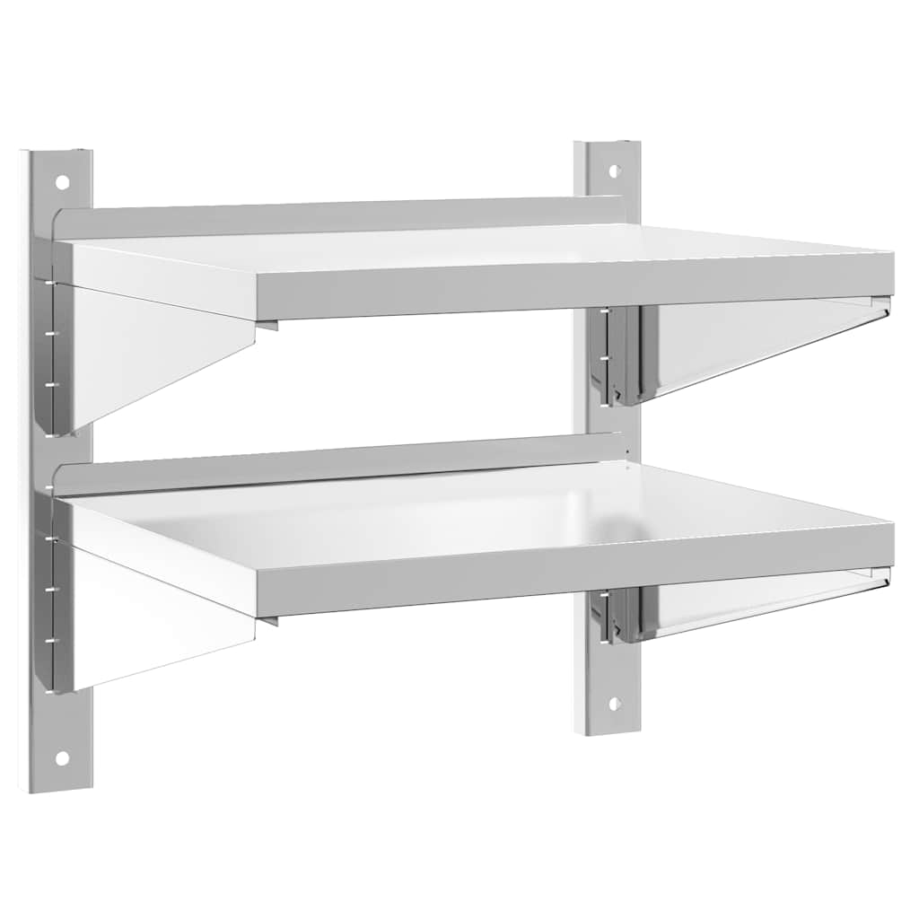 2-Tier Wall Shelf 50x40x60 cm Silver Stainless Steel