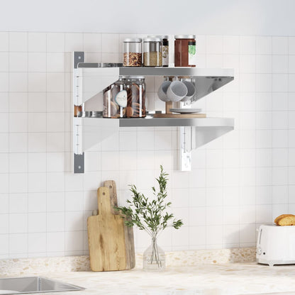 2-Tier Wall Shelf 50x40x60 cm Silver Stainless Steel