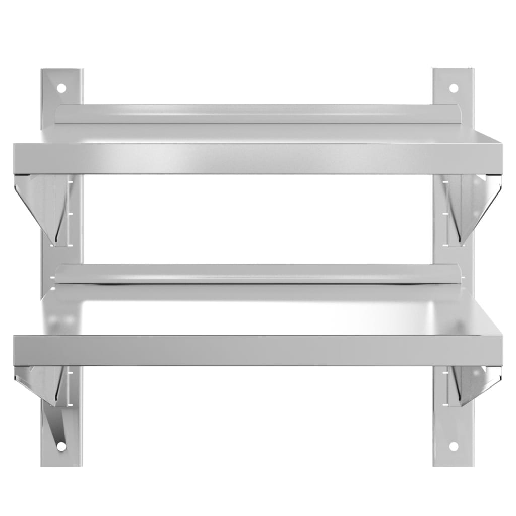 2-Tier Wall Shelf 50x40x60 cm Silver Stainless Steel