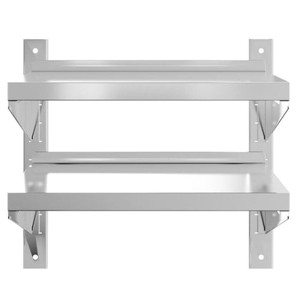 2-Tier Wall Shelf 50x40x60 cm Silver Stainless Steel